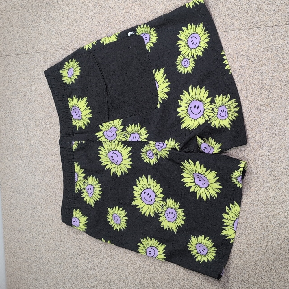 Neff Shorts, Smiley Face Flowers Sunshine, Retro Look Board Shorts Trunks, Large - Picture 8 of 12